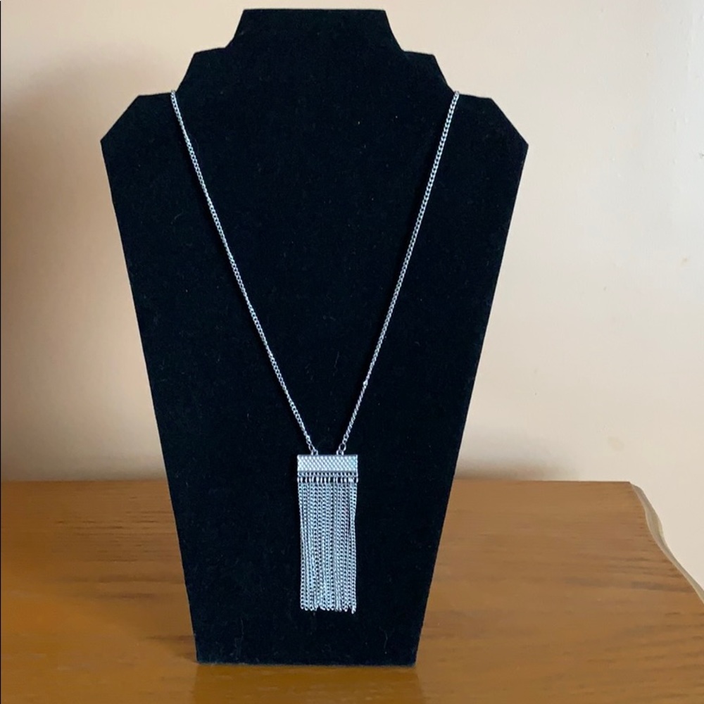 Long silver necklace